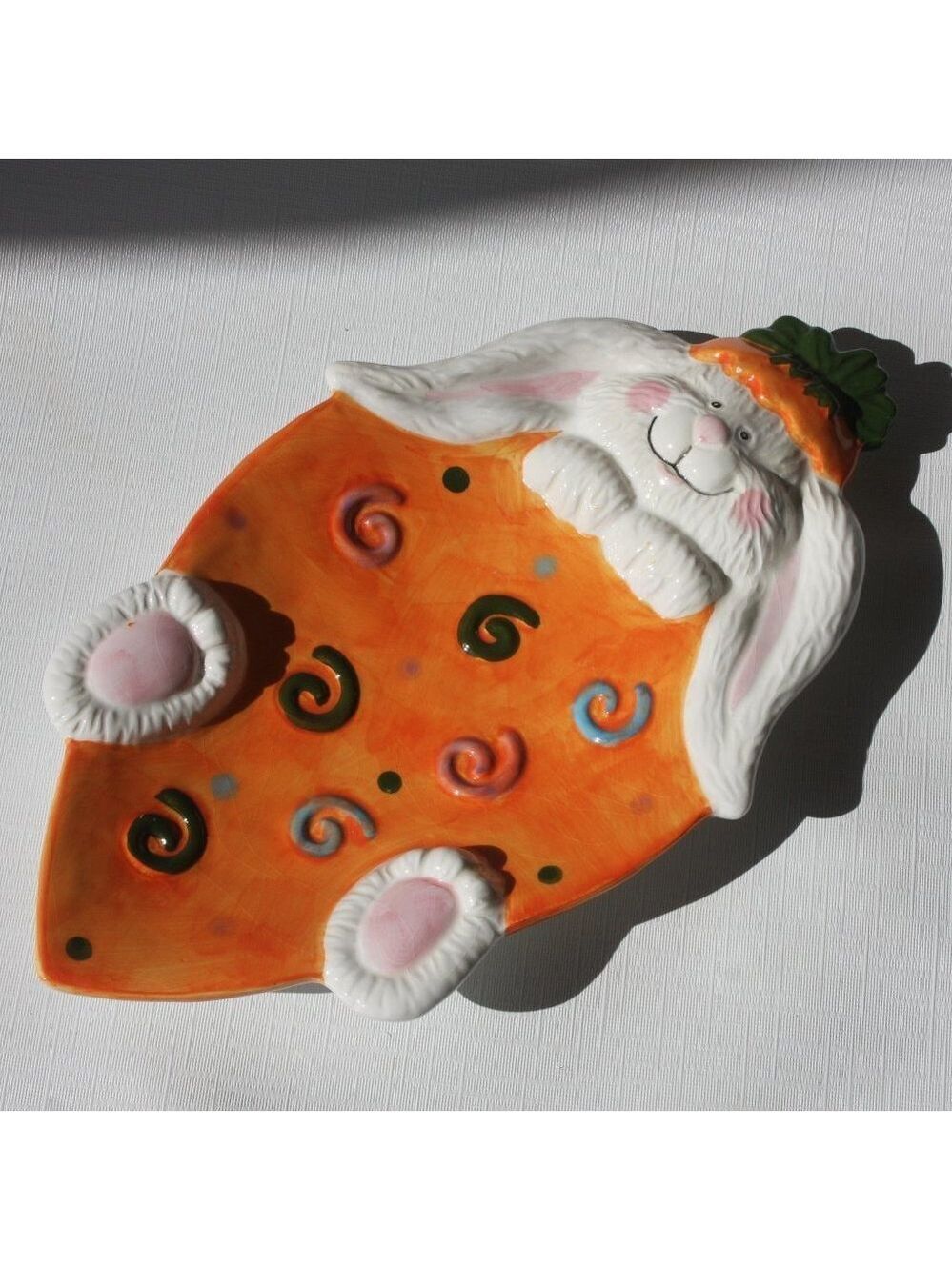 RETRO EASTER BUNNY PLATE DISPLAY TRAY CARROT HBC 💚❤️💛💙
